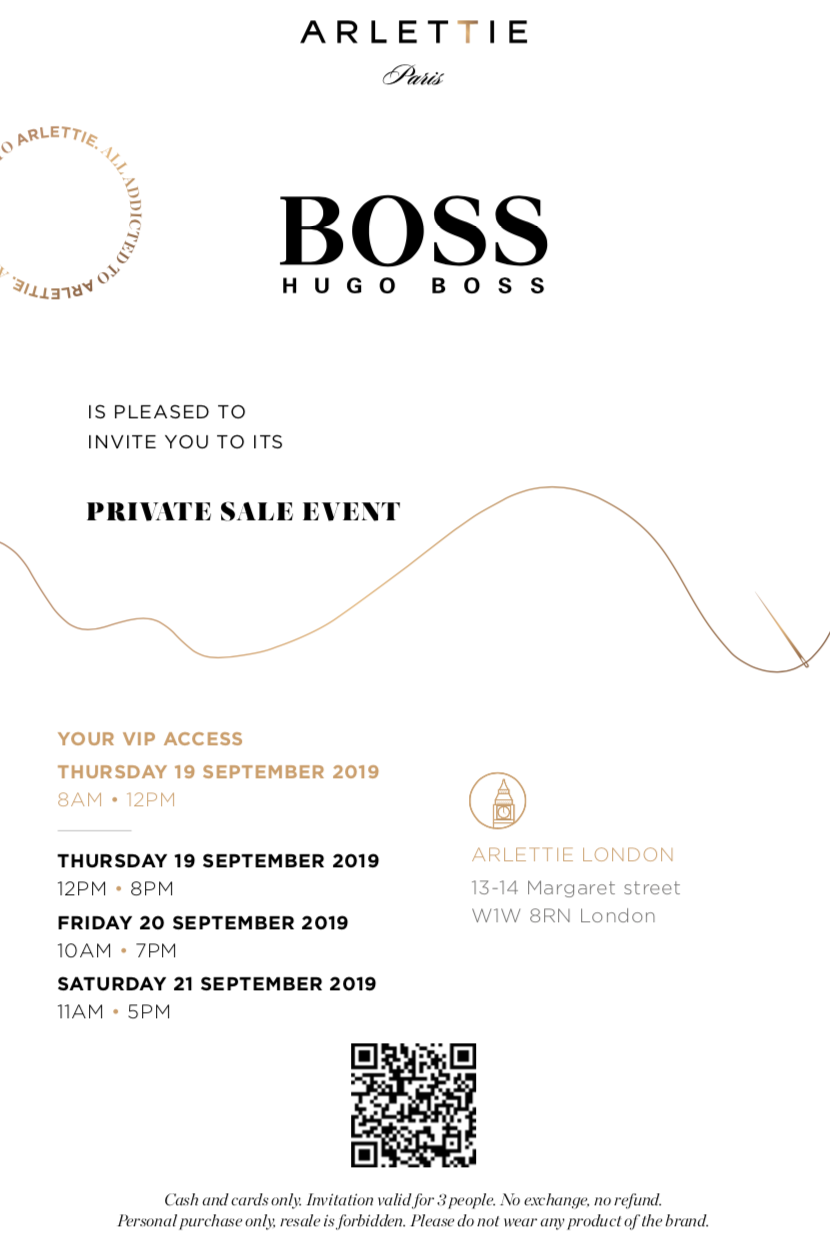 VIP access to the Boss sample sale on A Little Bird - Insiders Guide to London