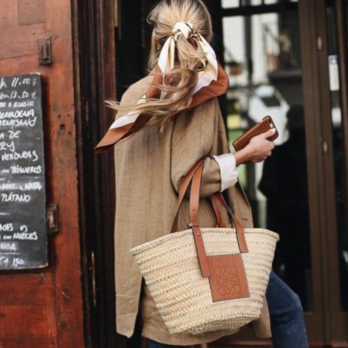 A Little Bird Tan Leather and raffia bags Loewe