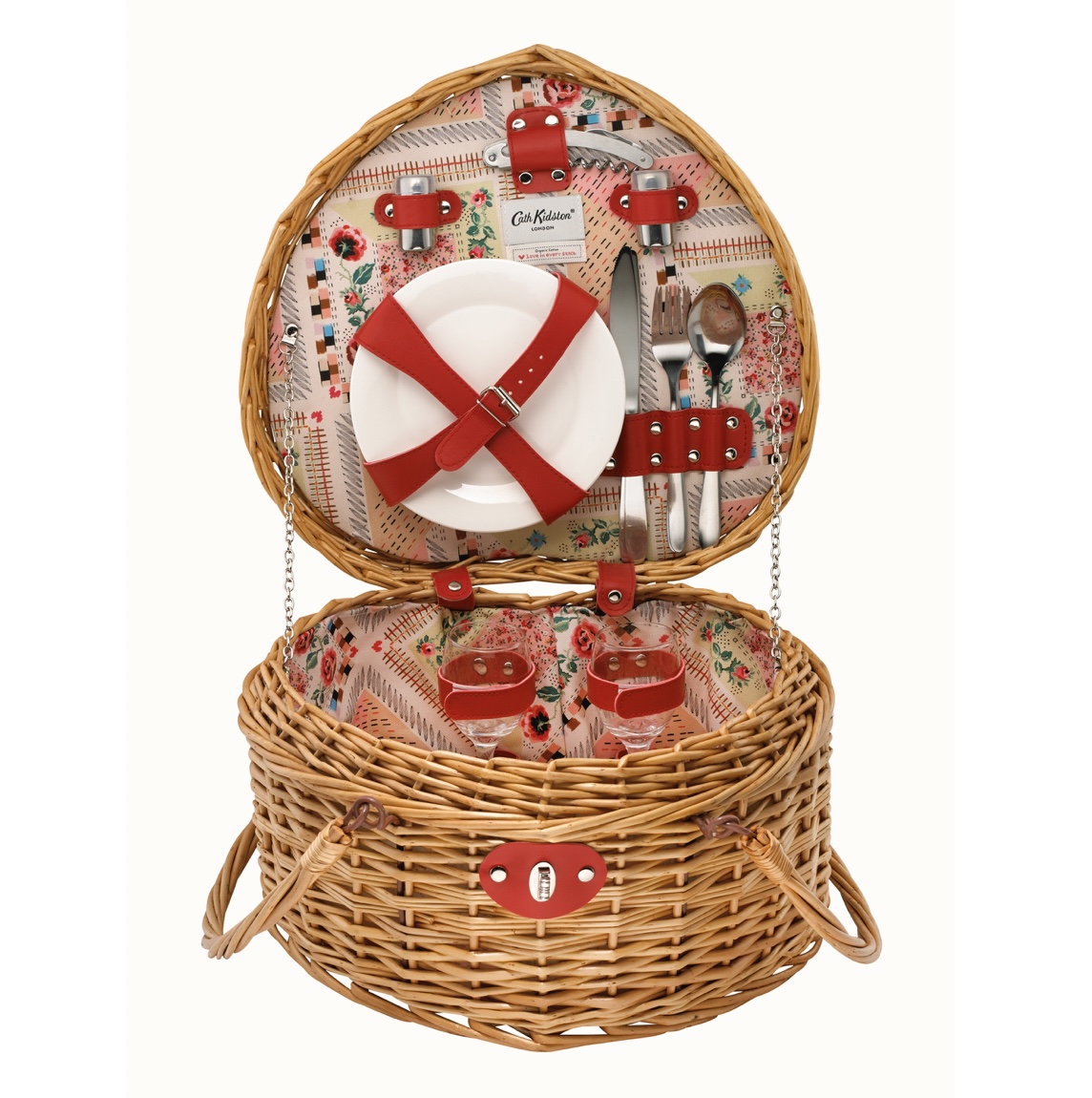 Patchwork Heart Picnic Basket for Two A Little Bird