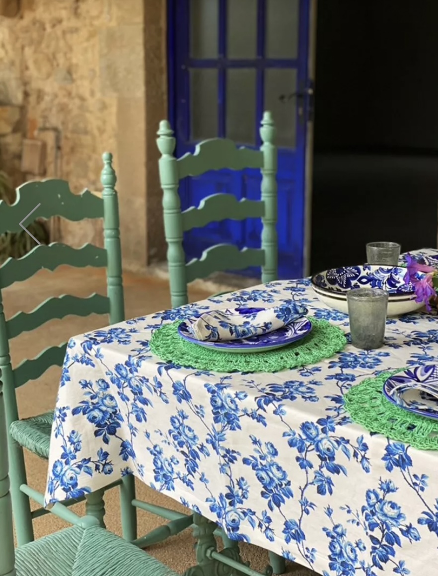 A Little Bird Penelope Chilvers Rose Linen Table Cloth