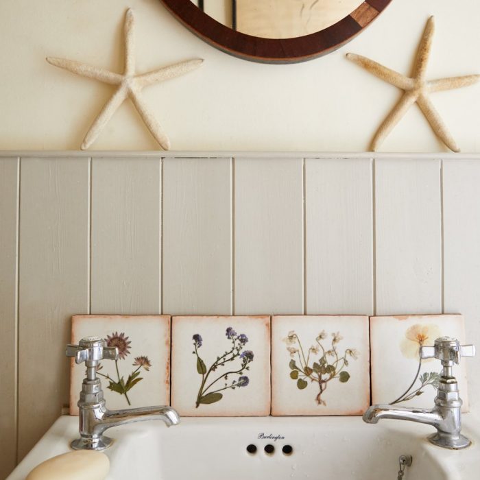 A Little Bird - pressed flower tiles