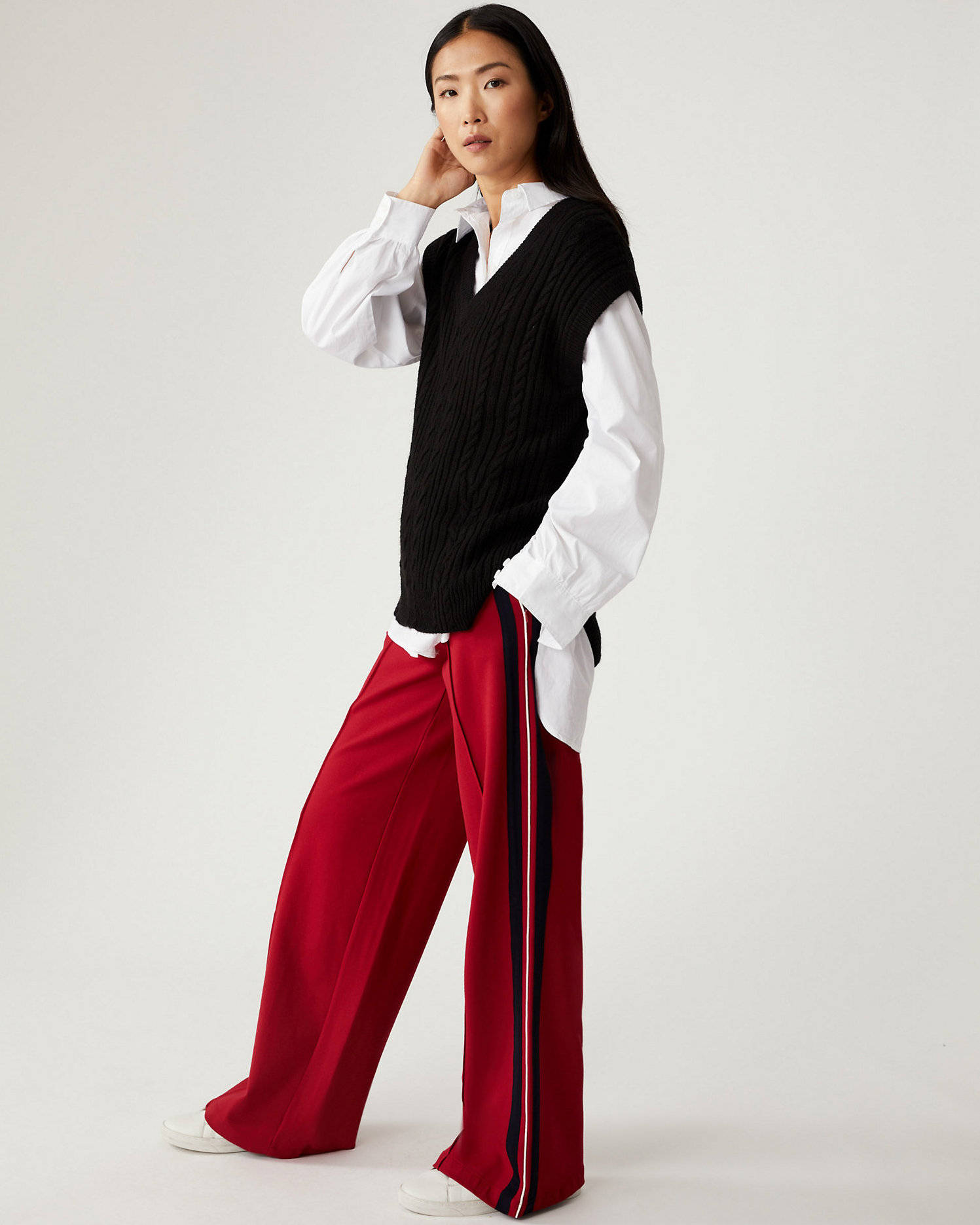 A Little Bird - red stripe trousers