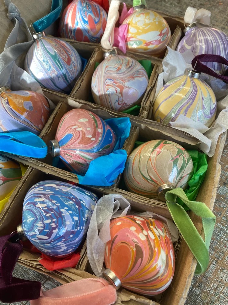 A Little Bird - marbled baubles